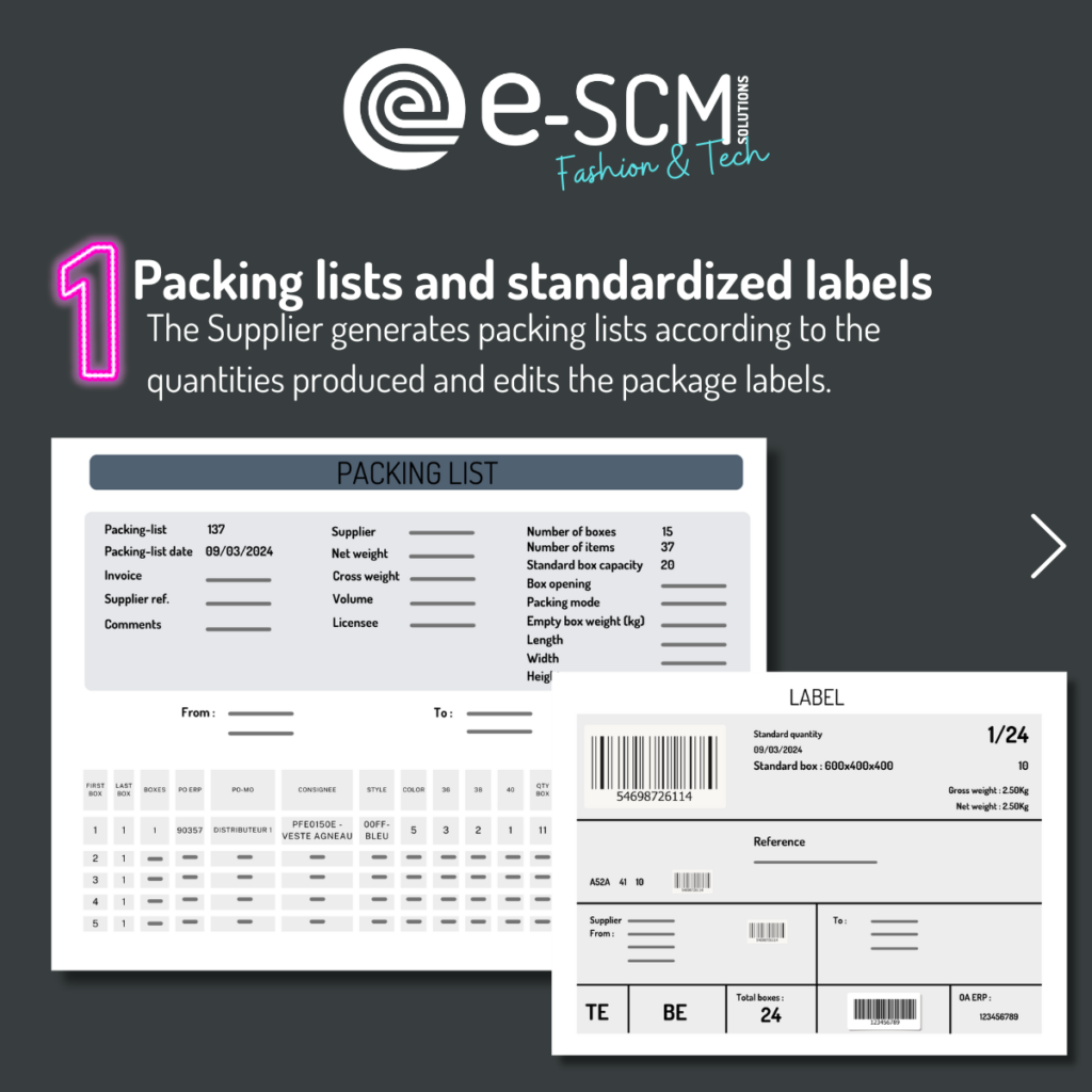 Lista di imballaggio TMS e-scm